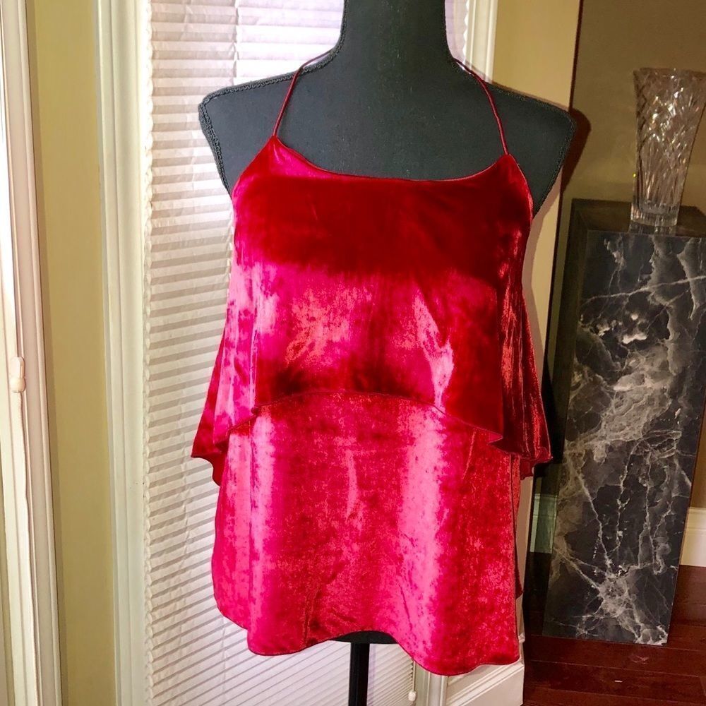 Alice + Olivia Velvet Halter Top NWT